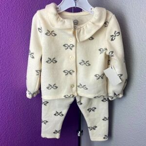 Wonder Nation Baby Girl Cardigan and Pants Outfit Set 2-Piece 0-3 Months